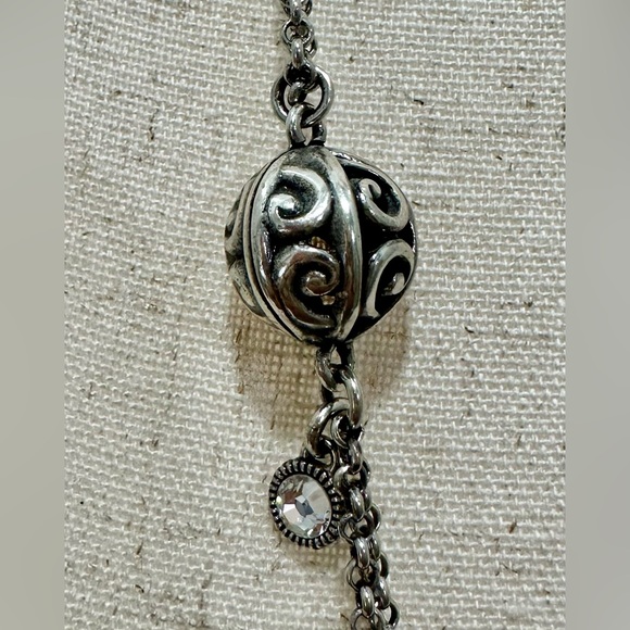 Brighton Contempo Filagree Ball & crystal long silver necklace and earring set - Picture 5 of 9